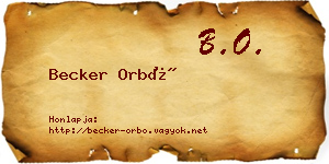 Becker Orbó névjegykártya